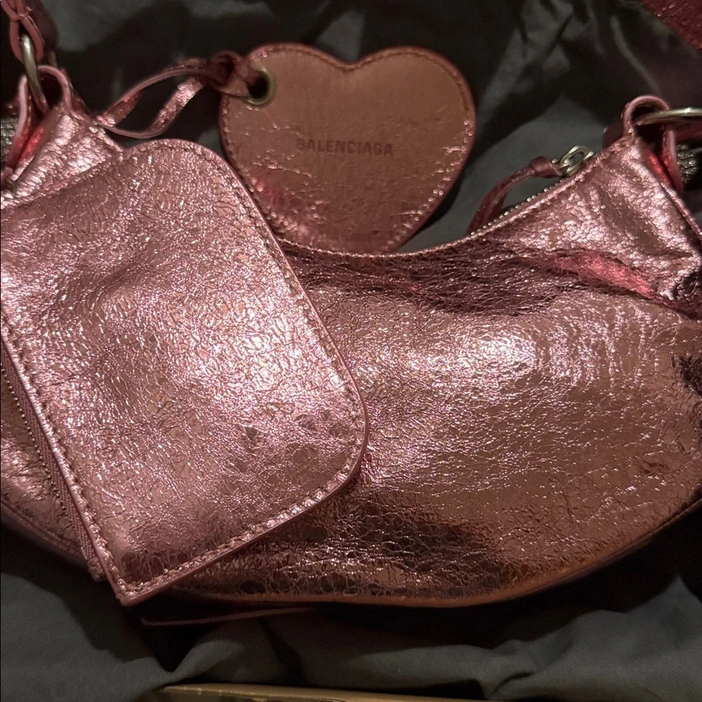 Balenciaga Pink Le Cagole Xs Shoulder Bag Metallized With Rhinestones - Picture 5 of 15